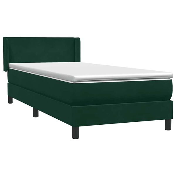 vidaXL Boxspringbett mit Matratze Dunkelgr&uuml;n 90x220 cm Samt