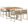 vidaXL 5-tlg. Garten-Essgruppe mit Kissen Beige Poly Rattan