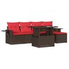 vidaXL 6-teiliges Gartensofa-Set mit Kissen, braun, Polyrattan