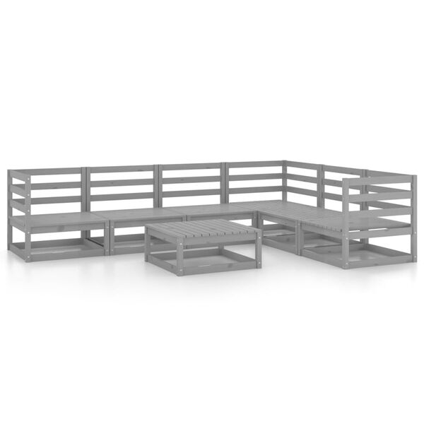 vidaXL 7-tlg. Garten-Lounge-Set Grau Kiefer Massivholz