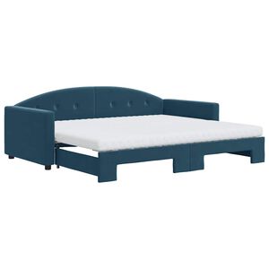 vidaXL Tagesbett Ausziehbar mit Matratzen Blau 90x200 cm Samt