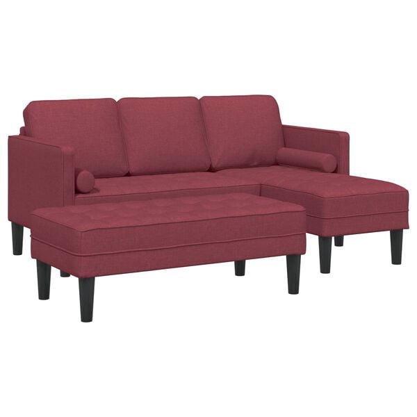 vidaXL Sofa Set mit Kissen 2 pcs Weinrot Polyester
