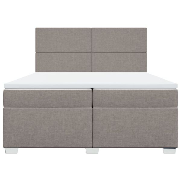 vidaXL Boxspringbett mit Matratze Taupe 200x200 cm Stoff