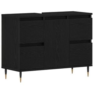 vidaXL Waschbeckenschrank Schwarz Eichen-Optik 80 x 33 x 60 cm