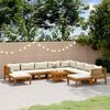 vidaXL 11-tlg. Garten-Lounge-Set mit Creme Kissen Massivholz Akazie