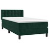 vidaXL Boxspringbett mit Matratze Dunkelgr&uuml;n 90x200 cm Samt