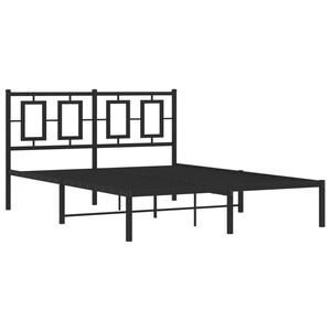 vidaXL Bettgestell mit Kopfteil Metall Schwarz 140x200 cm