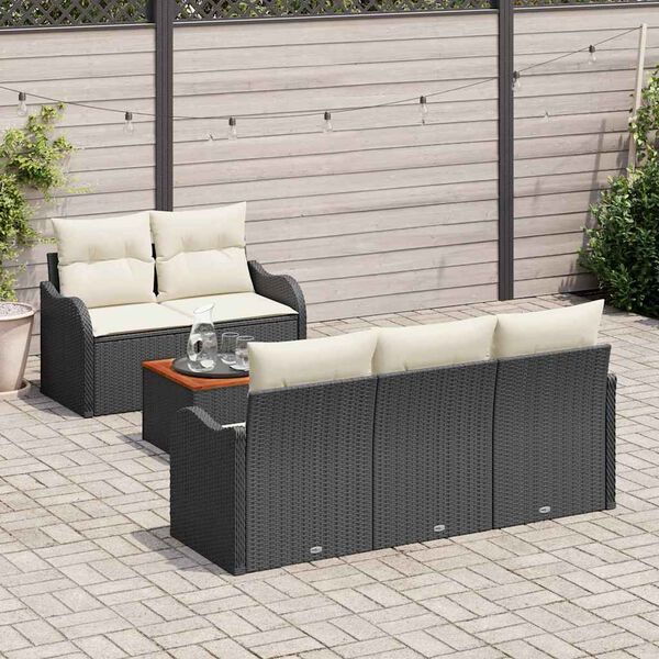 vidaXL Gartensofa-set mit Speicher 6 pcs Schwarz und Creme Poly-Rattan