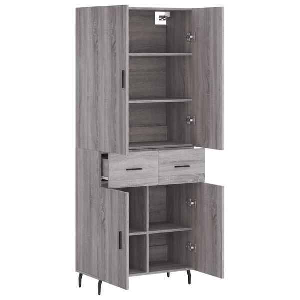vidaXL Highboard Grau Sonoma 69,5x34x180 cm Holzwerkstoff