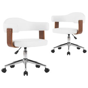 vidaXL Esszimmerst&uuml;hle 2 Stk. Drehbar Wei&szlig; Bugholz und Kunstleder