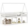 vidaXL Hochbett mit Dach Wei&szlig; 90x190 cm Massivholz Kiefer