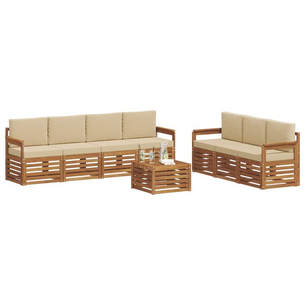vidaXL Sofagarnituren 8 pcs Natur und Beige Massivholz Akazie