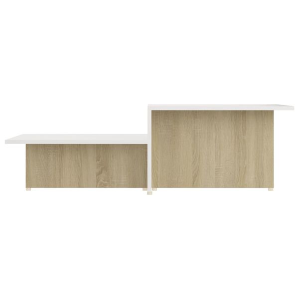 vidaXL Couchtisch Sonoma-Eiche und Weiß 111,5x50x33 cm Holzwerkstoff