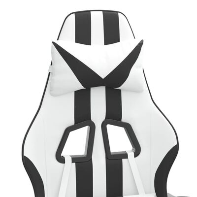 vidaXL Gaming-Stuhl mit Fußstütze Weiß und Schwarz Kunstleder