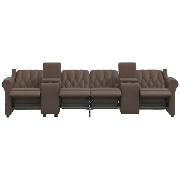 vidaXL 4-Sitzer Massagesessel mit Getränkehalter Braun Kunstleder