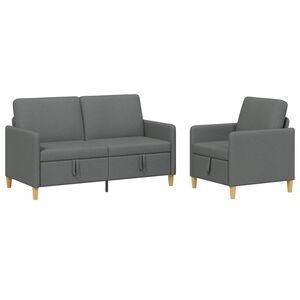 vidaXL Sofa Set mit Stauraum 2 stk. Dunkelgrau Polyester