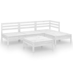 vidaXL 5-tlg. Garten-Lounge-Set Massivholz Kiefer Wei&szlig;