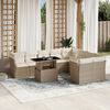 vidaXL 10-tlg. Garten-Sofagarnitur mit Kissen Beige Poly Rattan