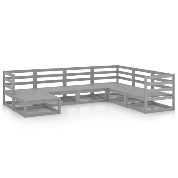 vidaXL 7-tlg. Garten-Lounge-Set Grau Kiefer Massivholz