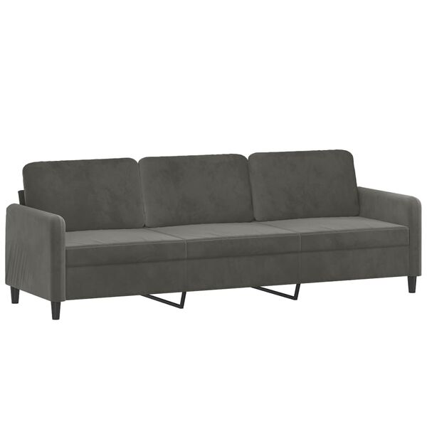 vidaXL 3-Sitzer-Sofa mit Kissen Dunkelgrau 210 cm Samt