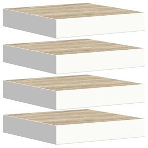 vidaXL Schweberegale 4 Stk. Eichen-Optik und Wei&szlig; 23x23,5x3,8 cm MDF