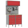 vidaXL Arbeitsschrankset mit Schubladen mit Regal 5 pcs Rot