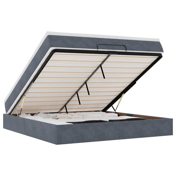vidaXL Ottoman-Bett mit Matratze Dunkelgrau 180x200 cm Samt