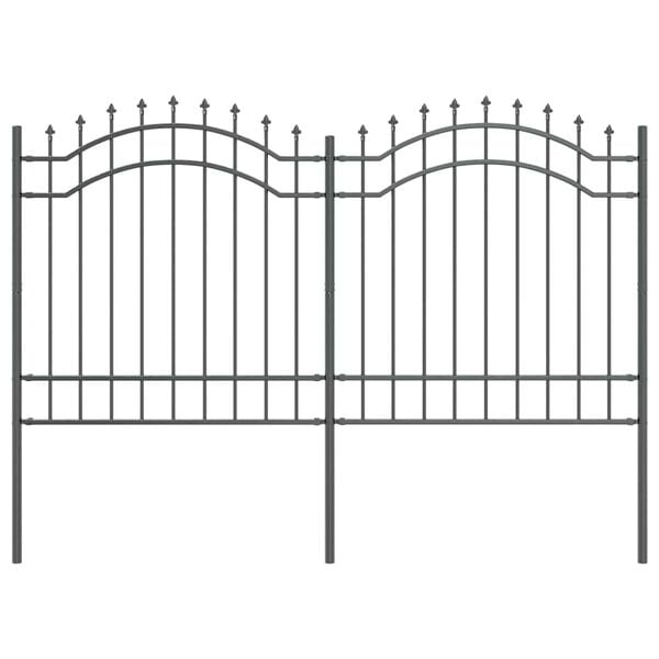 vidaXL Gartenzaun Grau 240 x 165 cm Pulverbeschichteter Stahl