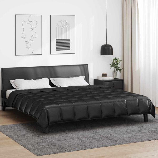 vidaXL Sommerdecke Schwarz 240 x 200 cm Satin und Mikrofaser