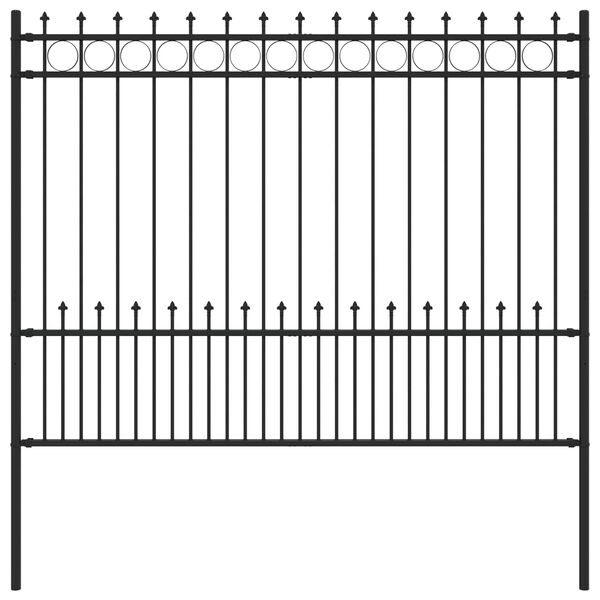 vidaXL Spike-Ringzaun Schwarz 200 x 200 cm Pulverbeschichteter Stahl