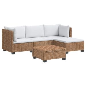 vidaXL 5 Stk. Rattan-Lounge-Set mit Kissen GENDT Naturrattan Natur