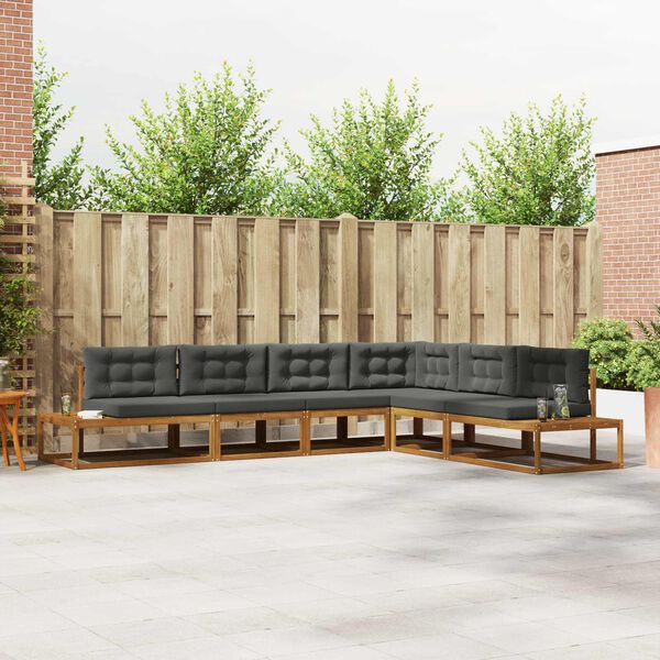 vidaXL Outdoor-Sofagarnitur 6 St&uuml;ck Natur und Anthrazit