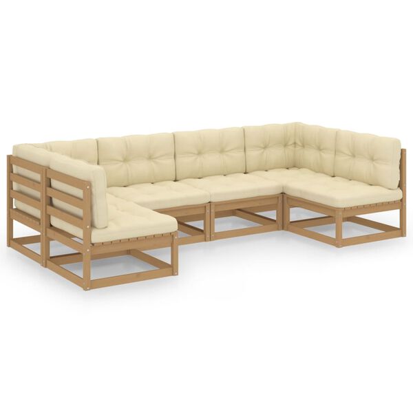 vidaXL 6-tlg Garten-Lounge-Set mit Kissen Honigbraun Massivholz Kiefer