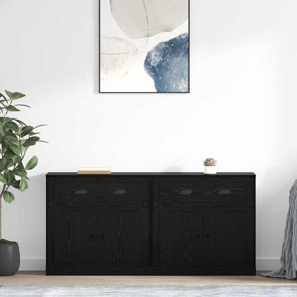 vidaXL Sideboards 2 pcs Schwarz Eichen-Optik 70 x 35,5 x 67,5 cm