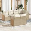 vidaXL Garten-Sofa-Set mit Kissen mit Speicher 7 pcs Beige Poly Rattan
