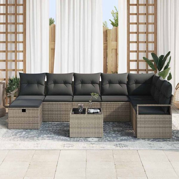 vidaXL Sofa Set mit Kissen 6 pcs Poly-Rattan