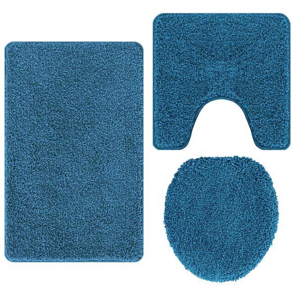vidaXL Anti-Rutsch Badematten-Set 3 pcs Blau PP