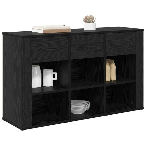 vidaXL Sideboard Schwarz Eichen-Optik 100 x 30 x 59,5 cm Holzwerkstoff