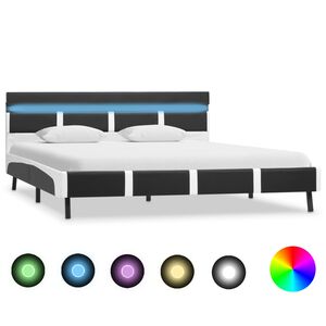 vidaXL Bettgestell mit LED Grau Kunstleder 120&times;200 cm