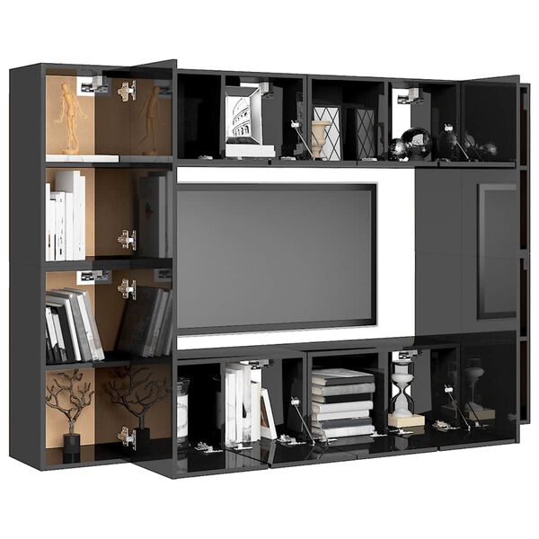 vidaXL 8-tlg. TV-Schrank-Set Hochglanz-Grau Holzwerkstoff
