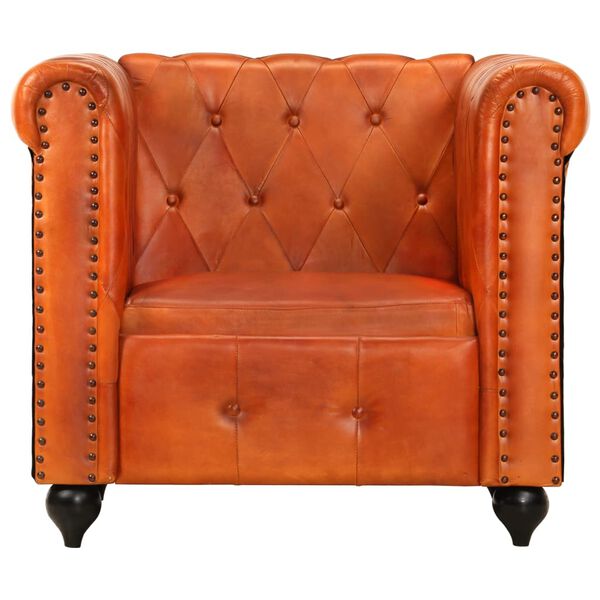 vidaXL Chesterfield-Sessel Hellbraun Echtleder