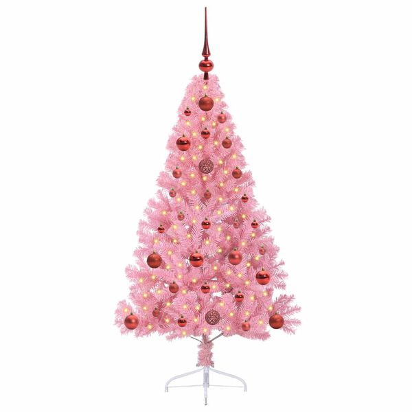 vidaXL K&uuml;nstlicher vorbeleuchteter Weihnachtsbaum Rosa 120 cm PVC