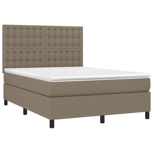 vidaXL Boxspringbett mit Matratze Taupe 140x190 cm Stoff