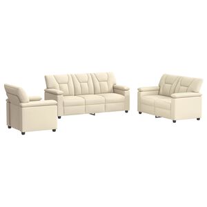 vidaXL Sofa-Set 3 pcs Creme Kunstleder
