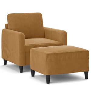 vidaXL Sessel mit Hocker Braun 60 cm Samt