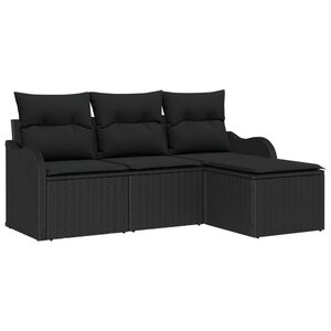 vidaXL Gartensofa-set mit Kissen 4 pcs Schwarz Poly-Rattan