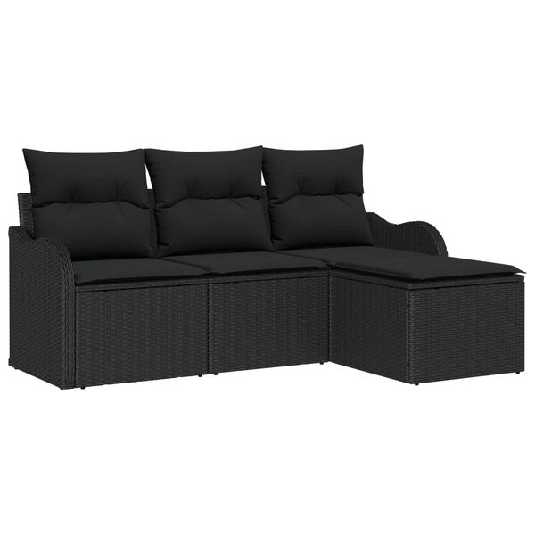 vidaXL Gartensofa-set mit Kissen 4 pcs Schwarz Poly-Rattan