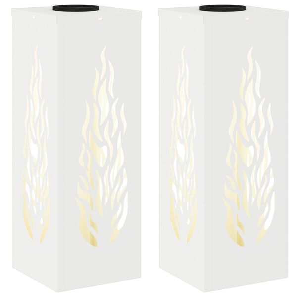 vidaXL Solar LED Weg Licht 2 pcs Wei&szlig; Kalt gewalzter Stahl