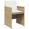 vidaXL 7-tlg. Garten-Essgruppe mit Kissen Beige Poly Rattan