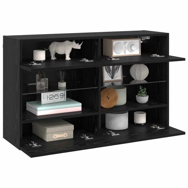 vidaXL TV-Wandschrank Schwarz Eichen-Optik 98,5 x 30 x 60,5 cm